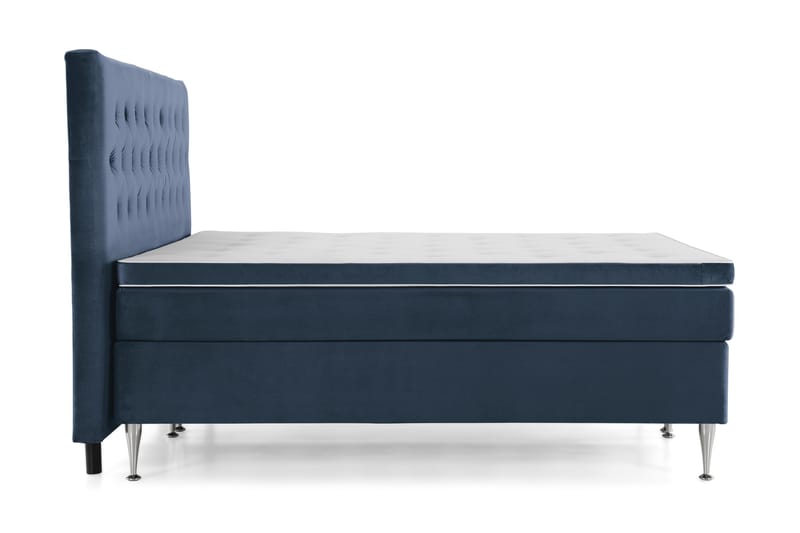 Royal Velvet Kontinentalseng 210x210 cm - Mørkeblå Fløyel/Høye Sølvben - Møbler - Senger - Kontinentalsenger
