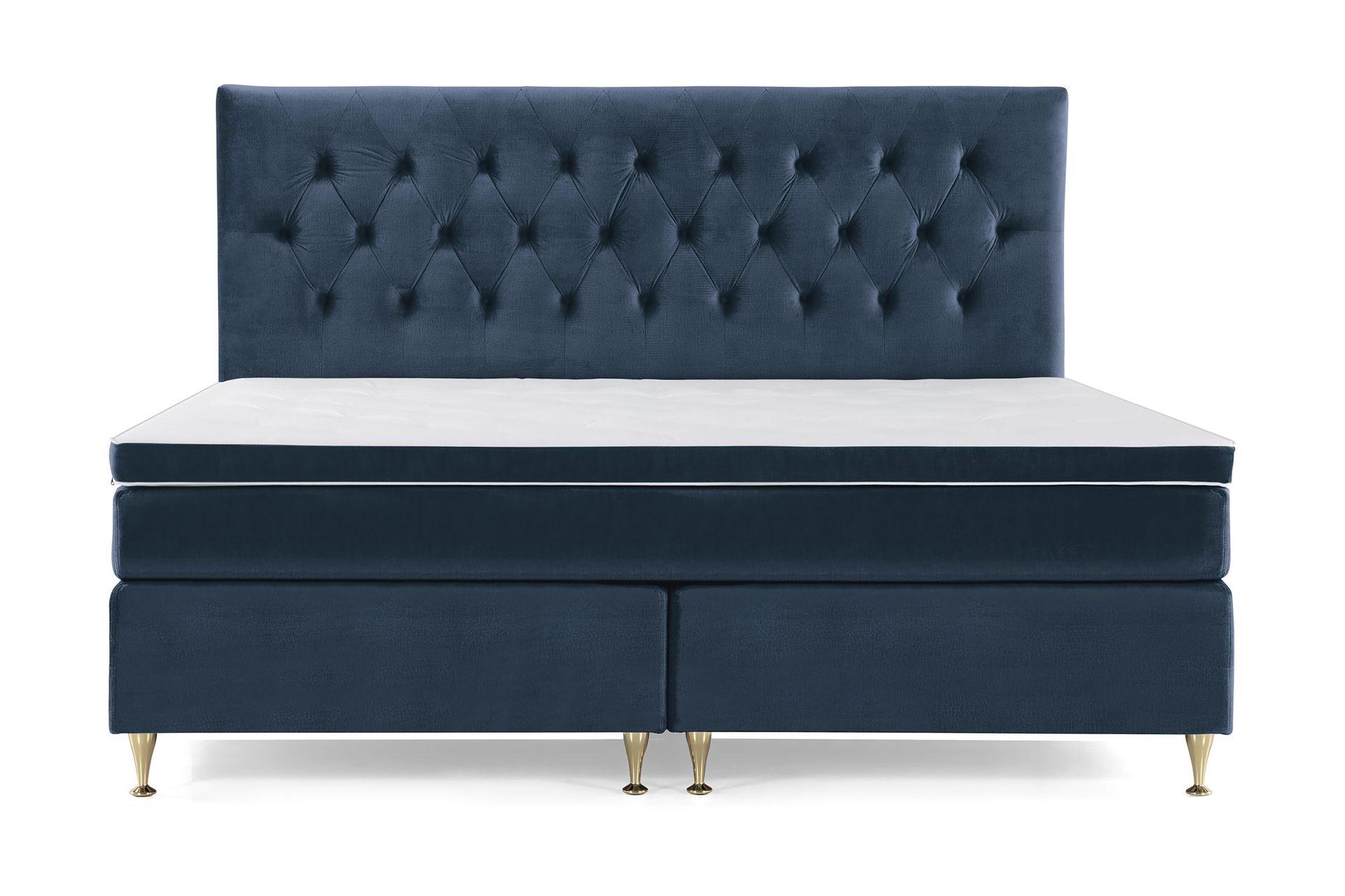 Royal Velvet Kontinentalseng 210x210 cm - Mørkeblå Fløyel/Lave Gullben