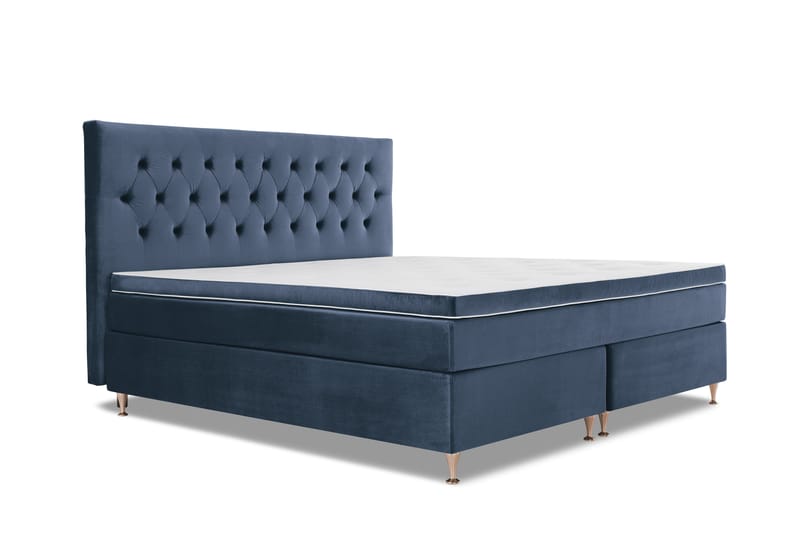 Royal Velvet Kontinentalseng 210x210 cm - Mørkeblå Fløyel/Lave Rosében - Møbler - Senger - Komplett sengepakke