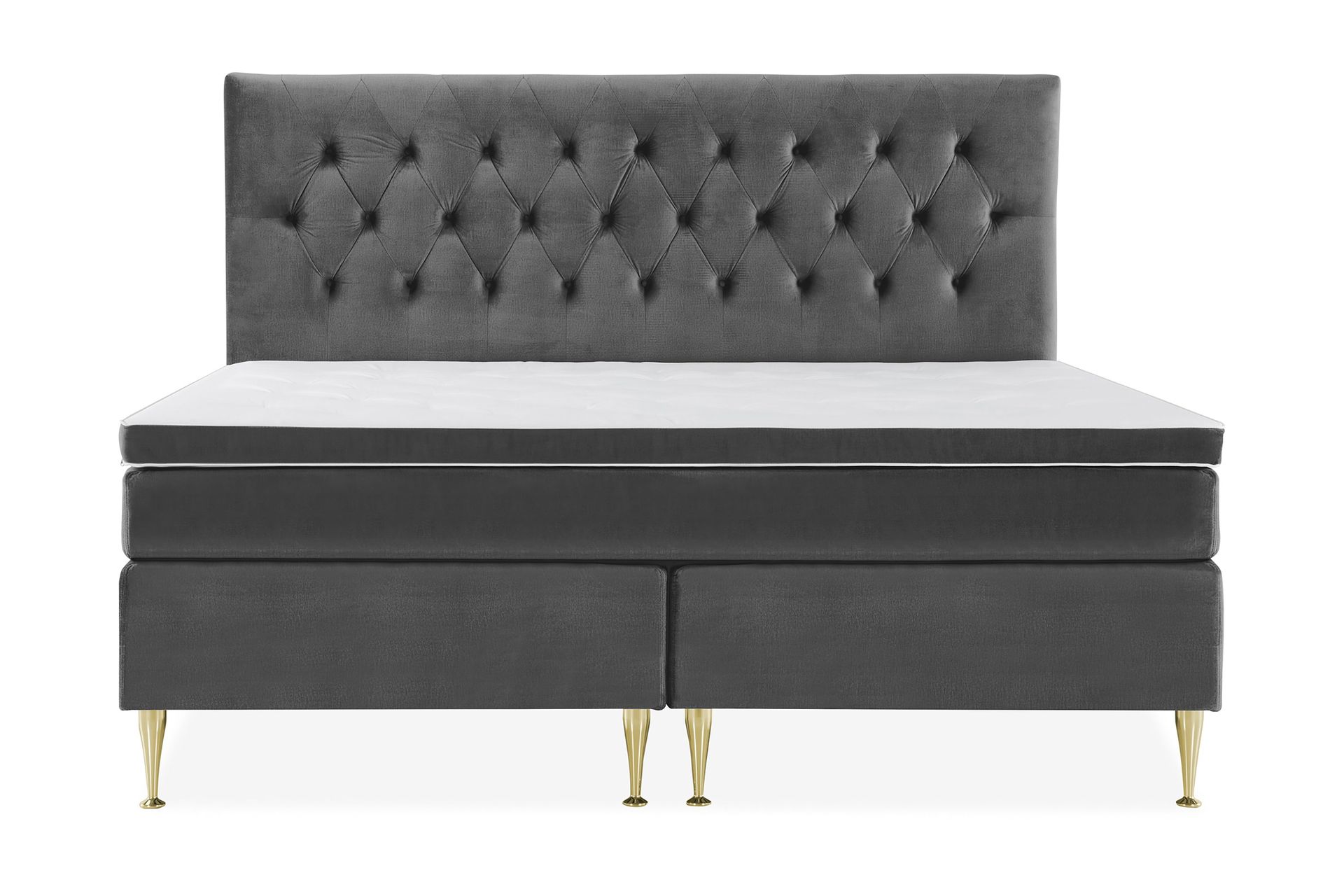 Royal Velvet Kontinentalseng 210x210 cm - Mørkegrå Fløyel/Høye Gullben