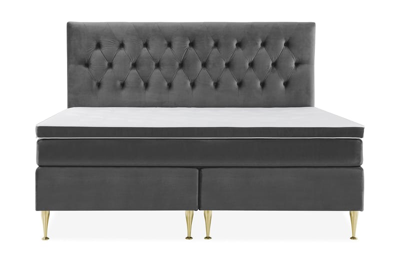 Royal Velvet Kontinentalseng 210x210 cm, Mørkegrå Fløyel/Høye Gullben
