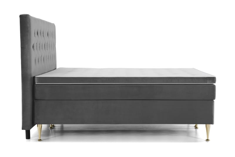 Royal Velvet Kontinentalseng 210x210 cm - Mørkegrå Fløyel/Høye Gullben - Møbler - Senger - Kontinentalsenger