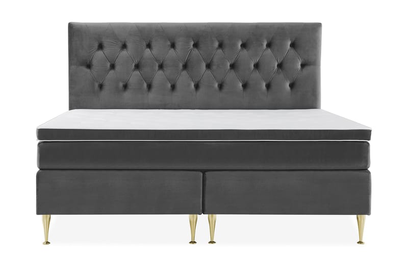 Royal Velvet Kontinentalseng 210x210 cm - Mørkegrå Fløyel/Høye Gullben - Møbler - Senger - Kontinentalsenger