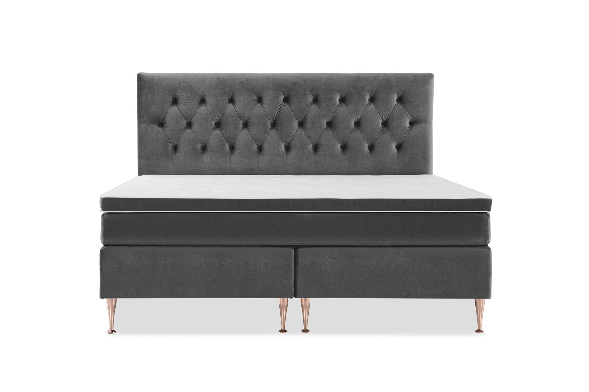 Royal Velvet Kontinentalseng 210x210 cm - Mørkegrå Fløyel/Høye Rosében