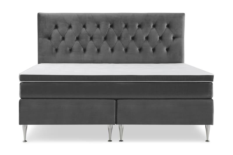 Royal Velvet Kontinentalseng 210x210 cm - Mørkegrå Fløyel/Høye Sølvben - Møbler - Senger - Kontinentalsenger