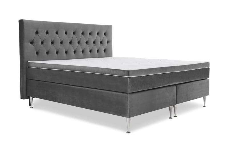 Royal Velvet Kontinentalseng 210x210 cm - Mørkegrå Fløyel/Høye Sølvben - Møbler - Senger - Kontinentalsenger