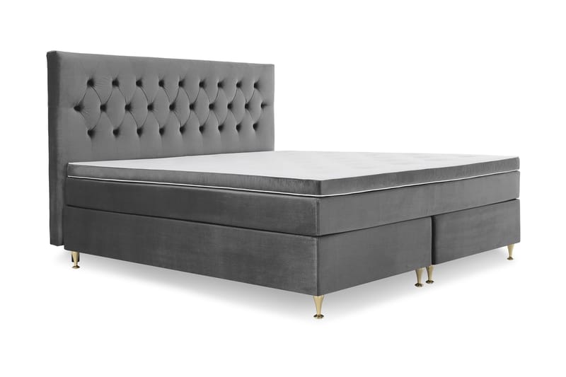 Royal Velvet Kontinentalseng 210x210 cm - Mørkegrå Fløyel/Lave Gullben - Møbler - Senger - Kontinentalsenger