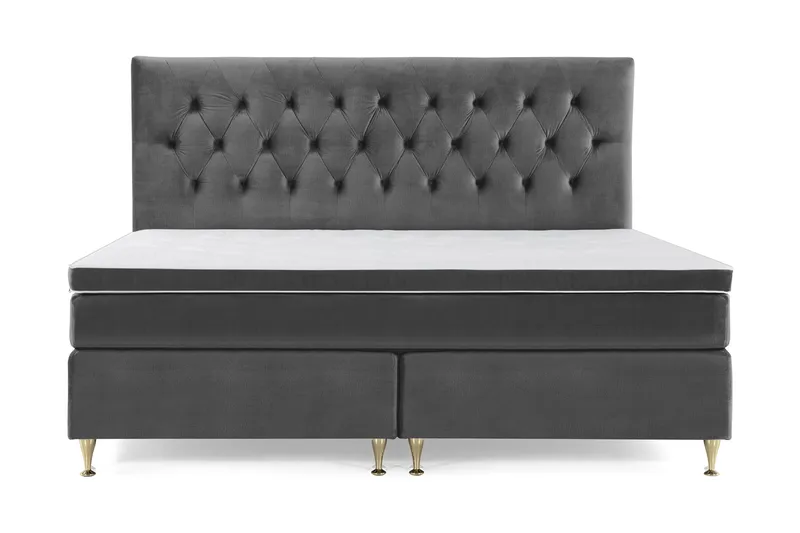 Royal Velvet Kontinentalseng 210x210 cm - Mørkegrå Fløyel/Lave Gullben - Møbler - Senger - Kontinentalsenger