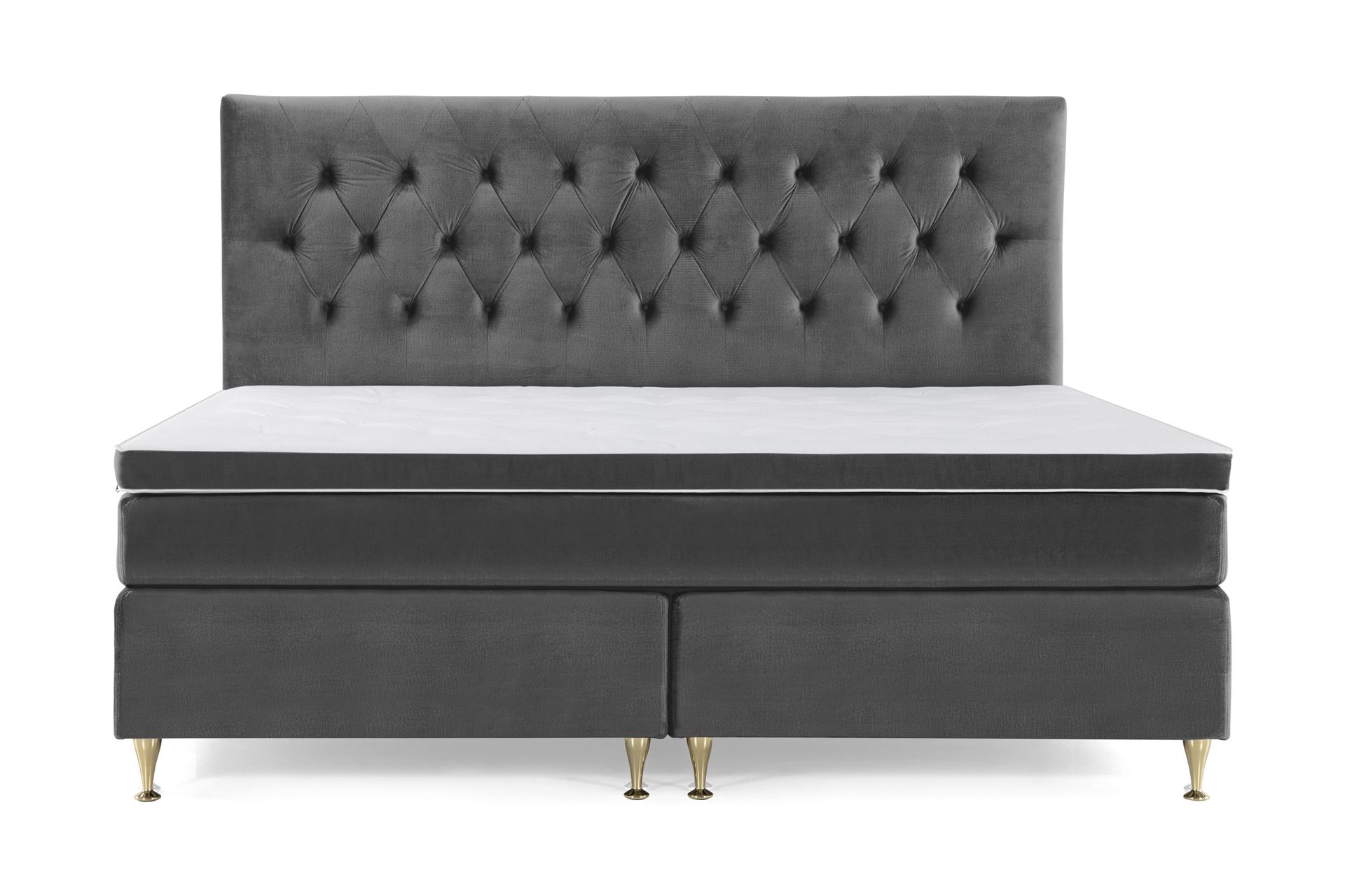 Royal Velvet Kontinentalseng 210x210 cm - Mørkegrå Fløyel/Lave Gullben