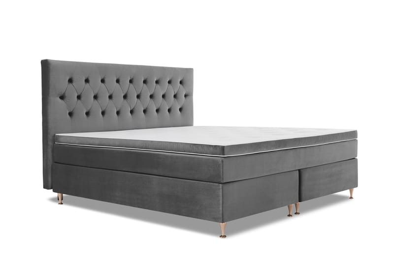 Royal Velvet Kontinentalseng 210x210 cm - Mørkegrå Fløyel/Lave Rosében - Møbler - Senger - Kontinentalsenger