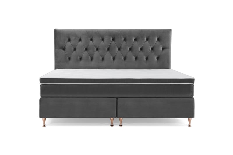 Royal Velvet Kontinentalseng 210x210 cm - Mørkegrå Fløyel/Lave Rosében - Møbler - Senger - Kontinentalsenger