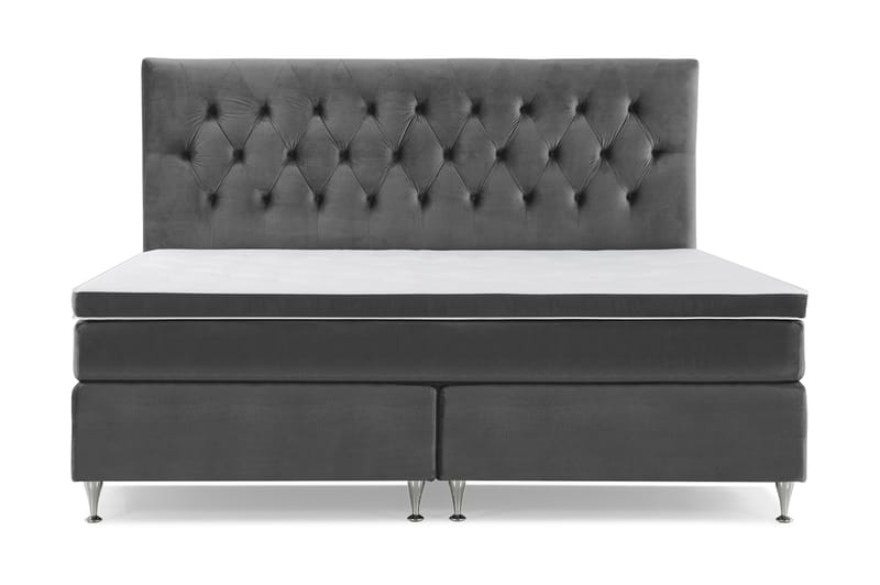 Royal Velvet Kontinentalseng 210x210 cm - Mørkegrå Fløyel/Lave Sølvben - Møbler - Senger - Kontinentalsenger