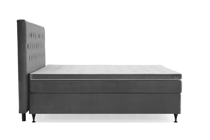 Royal Velvet Kontinentalseng 210x210 cm - Mørkegrå Fløyel/Lave Svarte Ben - Møbler - Senger - Kontinentalsenger