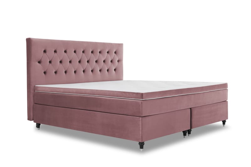 Royal Velvet Kontinentalseng 210x210 cm - Rosa Fløyel/Dreide Ben - Møbler - Senger - Kontinentalsenger