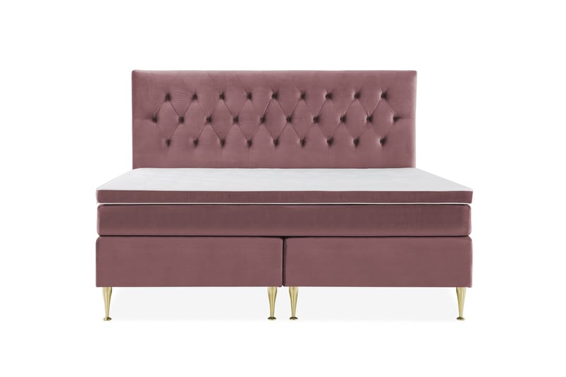 Royal Velvet Kontinentalseng 210x210 cm - Rosa Fløyel/Høye Gullben - Møbler - Senger - Kontinentalsenger