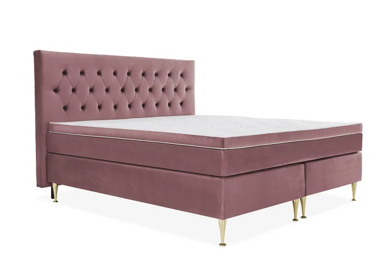 Royal Velvet Kontinentalseng 210x210 cm - Rosa Fløyel/Høye Gullben - Møbler - Senger - Kontinentalsenger