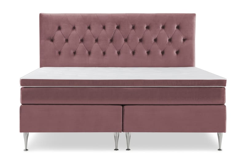 Royal Velvet Kontinentalseng 210x210 cm - Rosa Fløyel/Høye Sølvben - Møbler - Senger - Kontinentalsenger