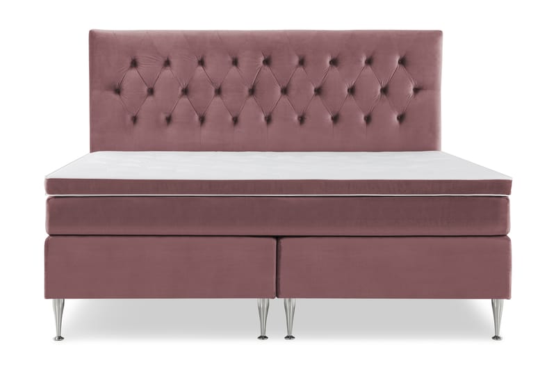 Royal Velvet Kontinentalseng 210x210 cm - Rosa Fløyel/Høye Sølvben - Møbler - Senger - Komplett sengepakke