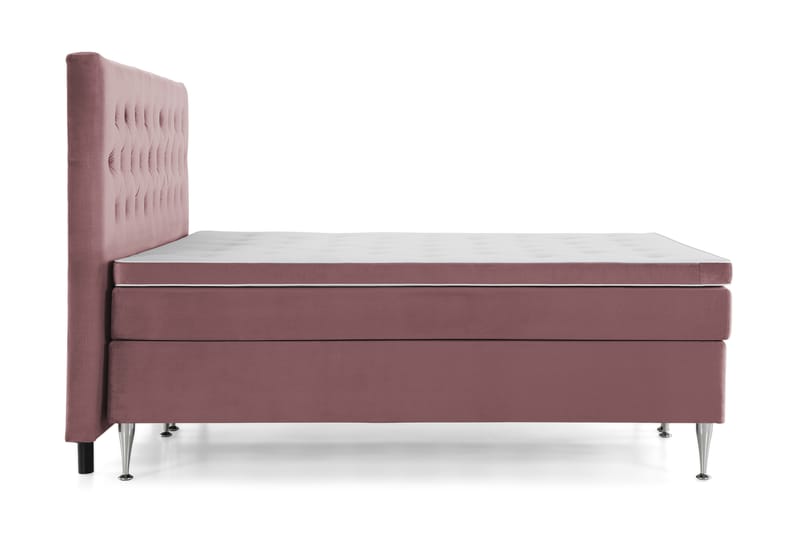 Royal Velvet Kontinentalseng 210x210 cm - Rosa Fløyel/Høye Sølvben - Møbler - Senger - Komplett sengepakke