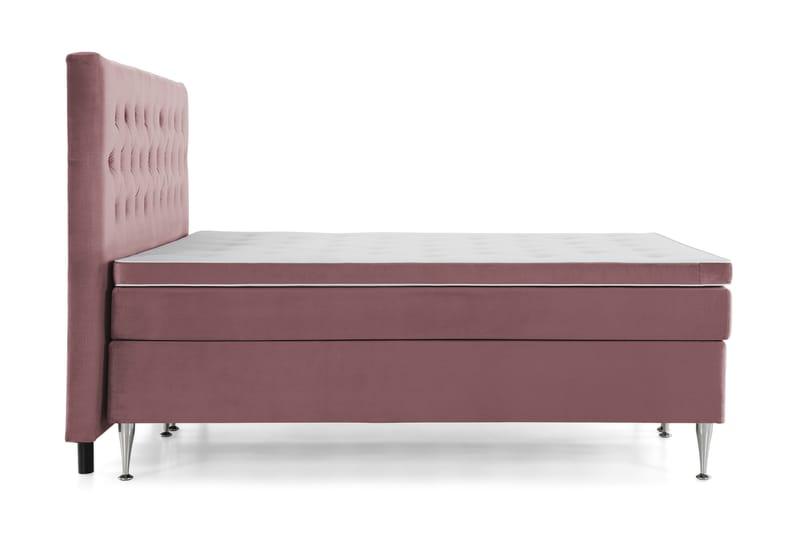 Royal Velvet Kontinentalseng 210x210 cm - Rosa Fløyel/Høye Sølvben - Møbler - Senger - Kontinentalsenger