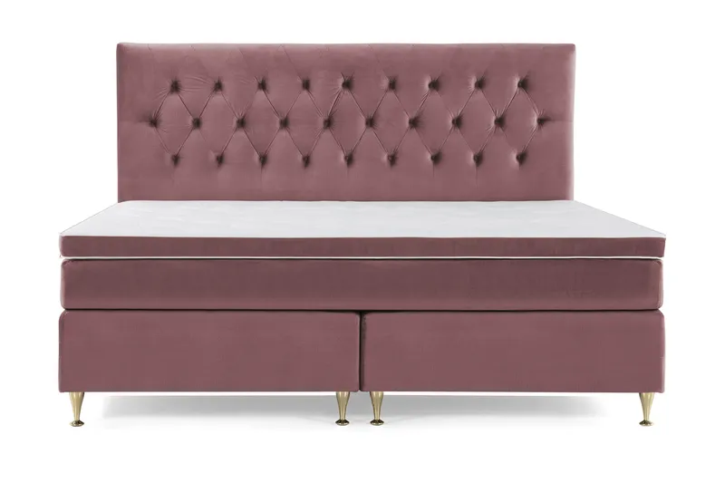 Royal Velvet Kontinentalseng 210x210 cm, Rosa Fløyel/Lave Gullben