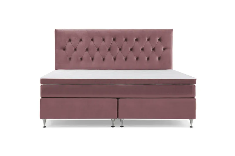 Royal Velvet Kontinentalseng 210x210 cm, Rosa Fløyel/Lave Sølvben