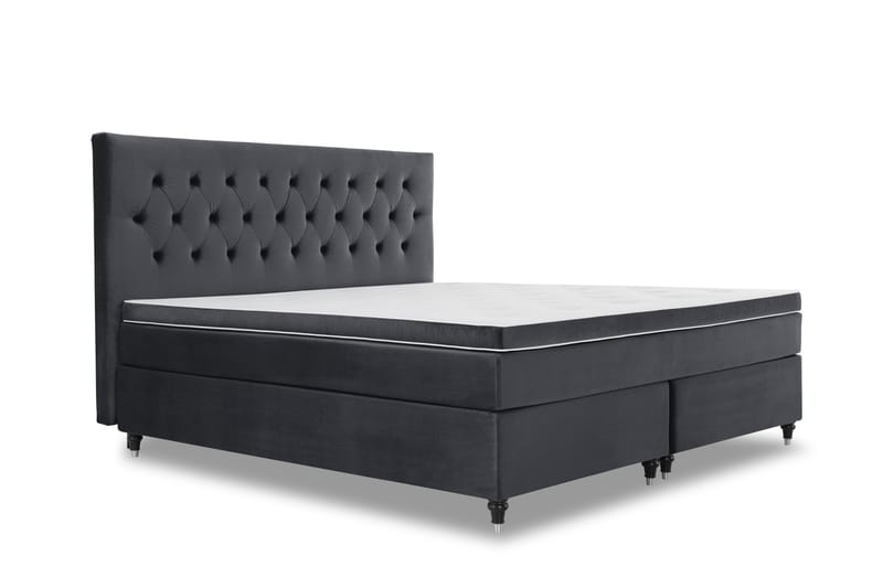 Royal Velvet Kontinentalseng 210x210 cm - Svart Fløyel/Dreide Ben - Møbler - Senger - Kontinentalsenger