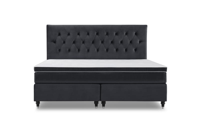 Royal Velvet Kontinentalseng 210x210 cm - Svart Fløyel/Dreide Ben - Møbler - Senger - Kontinentalsenger
