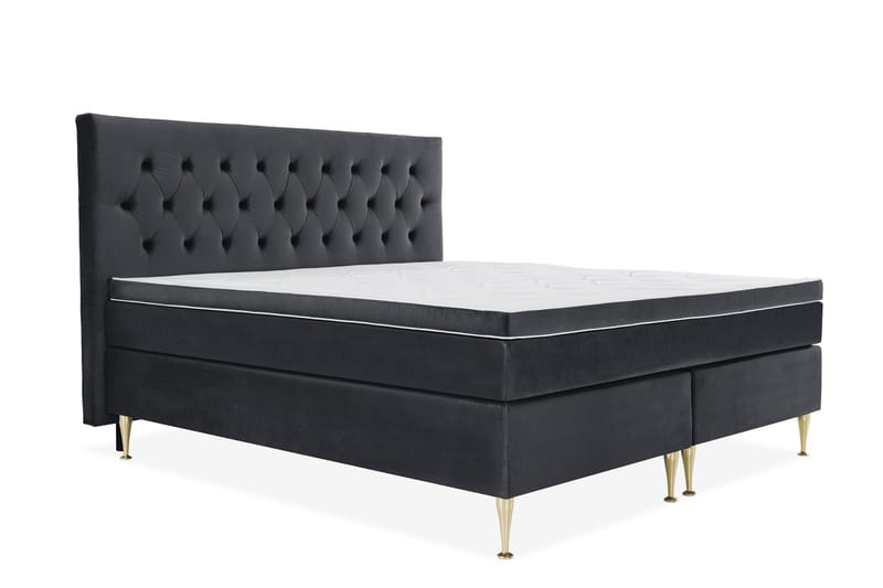 Royal Velvet Kontinentalseng 210x210 cm - Svart Fløyel/Høye Gullben - Møbler - Senger - Kontinentalsenger