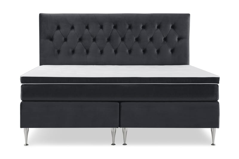 Royal Velvet Kontinentalseng 210x210 cm - Svart Fløyel/Høye Sølvben - Møbler - Senger - Kontinentalsenger