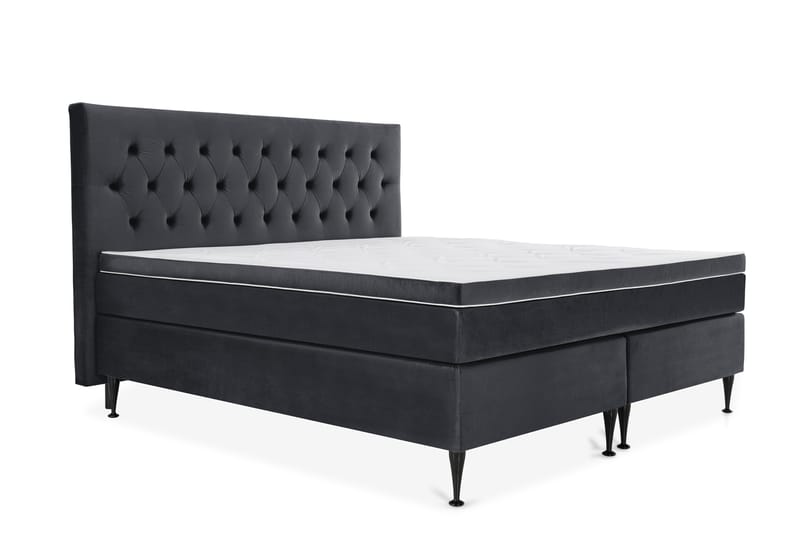 Royal Velvet Kontinentalseng 210x210 cm - Svart Fløyel/Høye Svarte Ben - Møbler - Senger - Kontinentalsenger