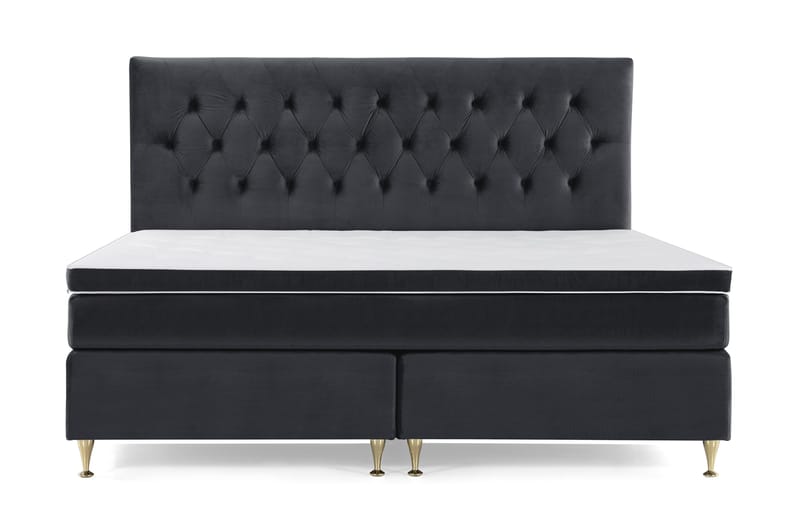 Royal Velvet Kontinentalseng 210x210 cm - Svart Fløyel/Lave Gullben - Møbler - Senger - Kontinentalsenger