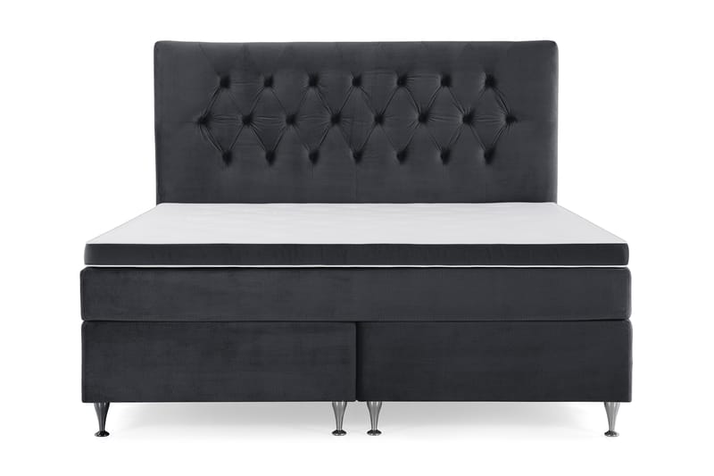 Royal Velvet Kontinentalseng 210x210 cm - Svart Fløyel/Lave Sølvben - Møbler - Senger - Kontinentalsenger