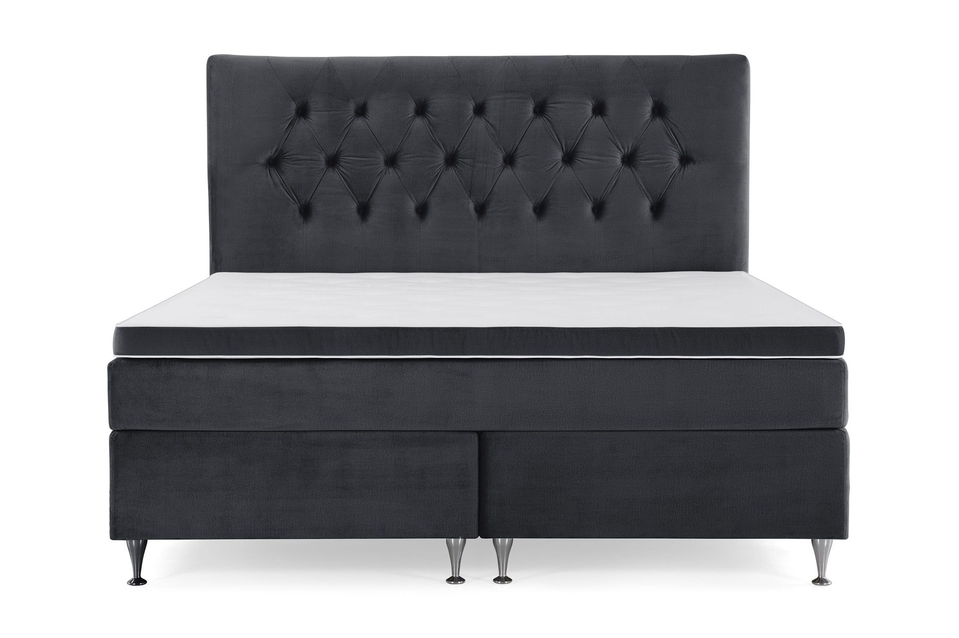 Royal Velvet Kontinentalseng 210x210 cm - Svart Fløyel/Lave Sølvben