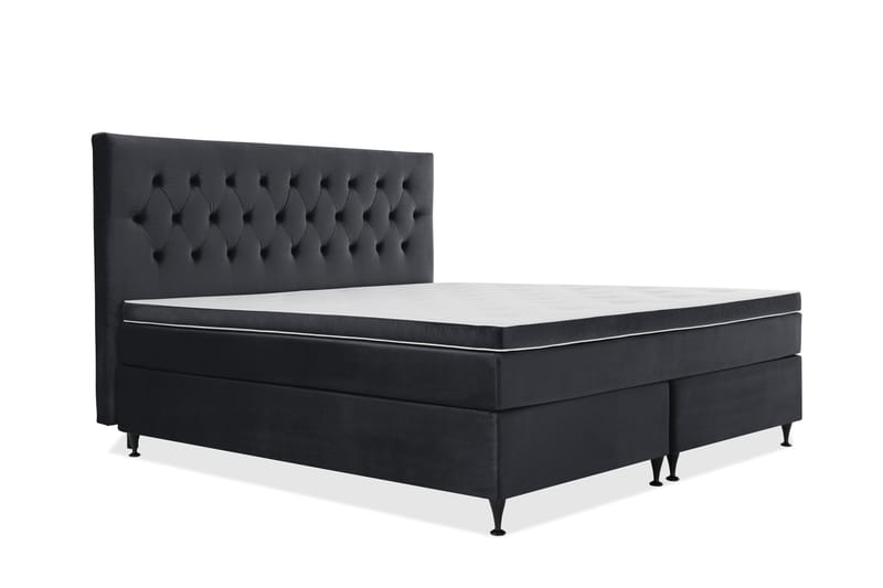 Royal Velvet Kontinentalseng 210x210 cm - Svart Fløyel/Lave Svarte Ben - Møbler - Senger - Kontinentalsenger
