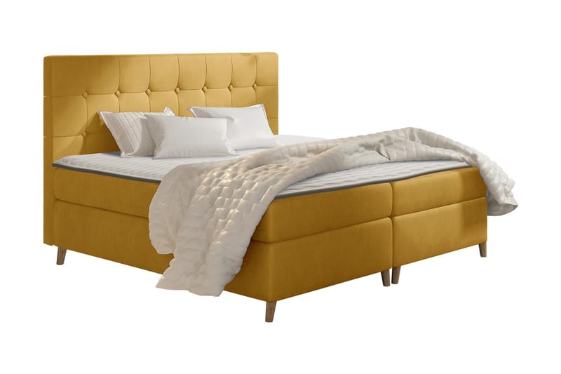 Sandham Kontinentalseng 120x200 cm - Gul - Møbler - Senger - Kontinentalsenger