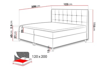 Sandham Kontinentalseng 120x200 cm - Gul - Møbler - Senger - Kontinentalsenger