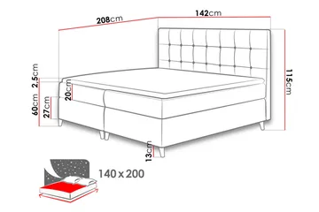 Sandham Kontinentalseng 140x200 cm - Rosa - Møbler - Senger - Kontinentalsenger