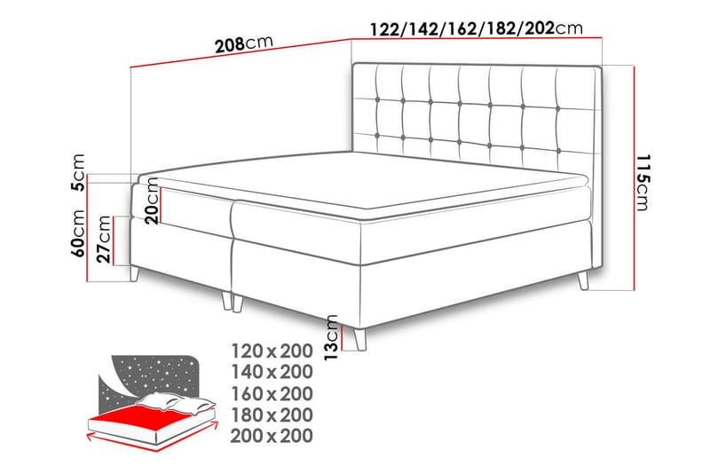 Sandham Kontinentalseng 180x200 cm - Rosa - Møbler - Senger - Kontinentalsenger