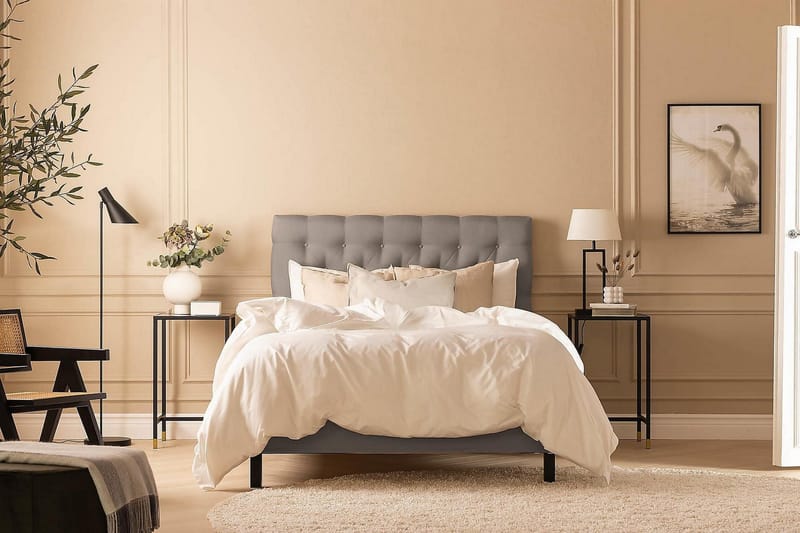 Scarlett Kontinentalseng 120x200 Skummadrass - Grå - Møbler - Senger - Kontinentalsenger