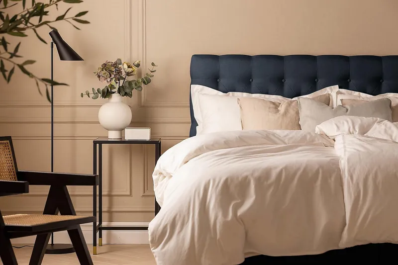 Scarlett Kontinentalseng 160x200 Skummadrass - Blå - Møbler - Senger - Kontinentalsenger