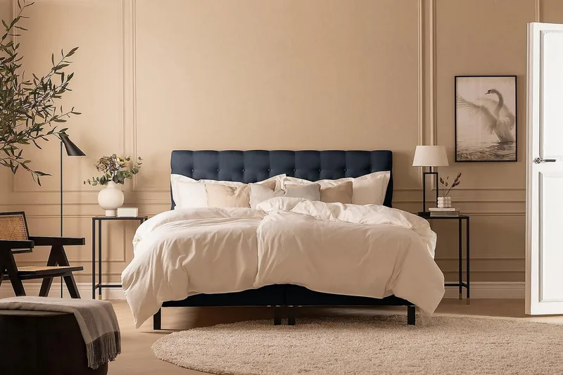 Scarlett Kontinentalseng 160x200 Skummadrass - Blå - Møbler - Senger - Kontinentalsenger