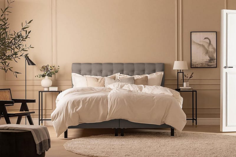 Scarlett Kontinentalseng 160x200 Skummadrass - Grå - Møbler - Senger - Kontinentalsenger