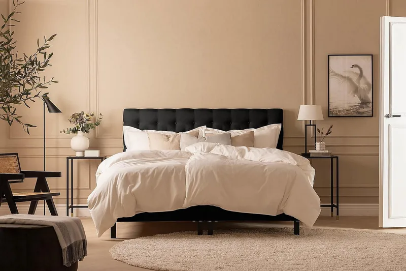 Scarlett Kontinentalseng 180x200 Lateksmadrass - Svart - Møbler - Senger - Kontinentalsenger