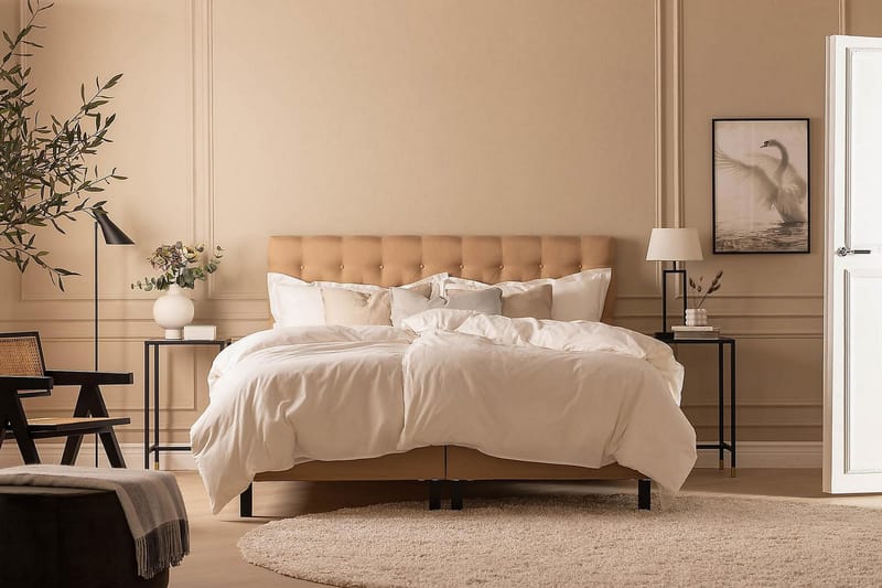 Scarlett Kontinentalseng 180x200 Memorymadrass - Beige - Møbler - Senger - Kontinentalsenger