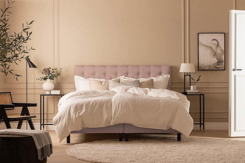 Scarlett Kontinentalseng 180x200 Skummadrass - Rosa - Møbler - Senger - Komplett sengepakke