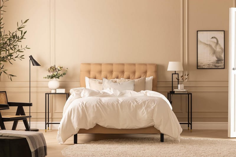 Scarlett Kontinentalseng 90x200 Skummadrass - Beige - Møbler - Senger - Kontinentalsenger