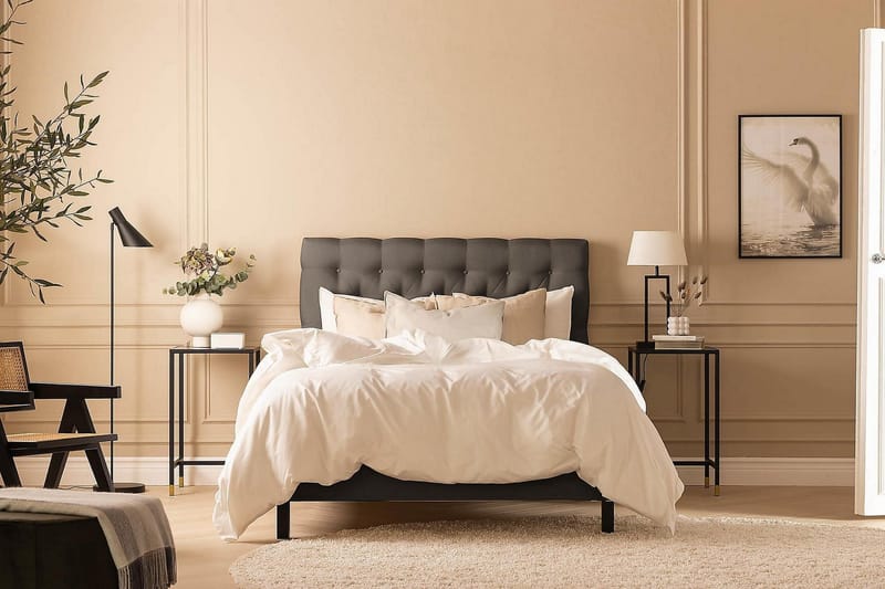 Scarlett Kontinentalseng 90x200 Skummadrass - Mørkegrå - Møbler - Senger - Kontinentalsenger