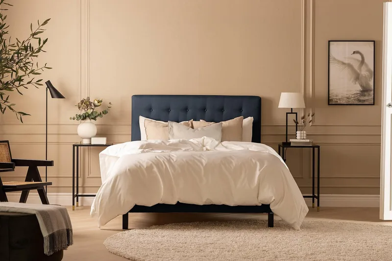 Scarlett Sengepakke 140x200 Lateksmadrass - Knappet gavl Blå - Møbler - Senger - Kontinentalsenger