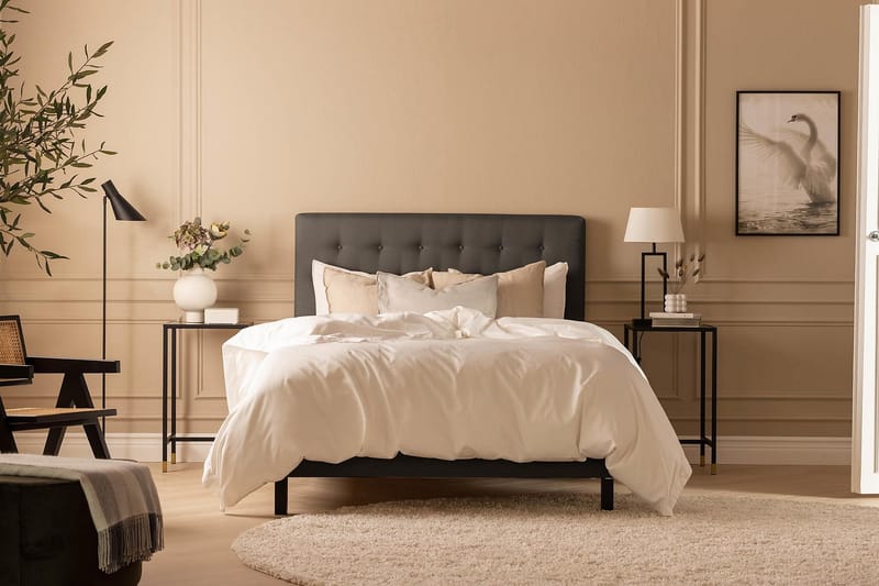 Scarlett Sengepakke 140x200 Lateksmadrass - Knappet gavl Mørkegrå - Møbler - Senger - Kontinentalsenger